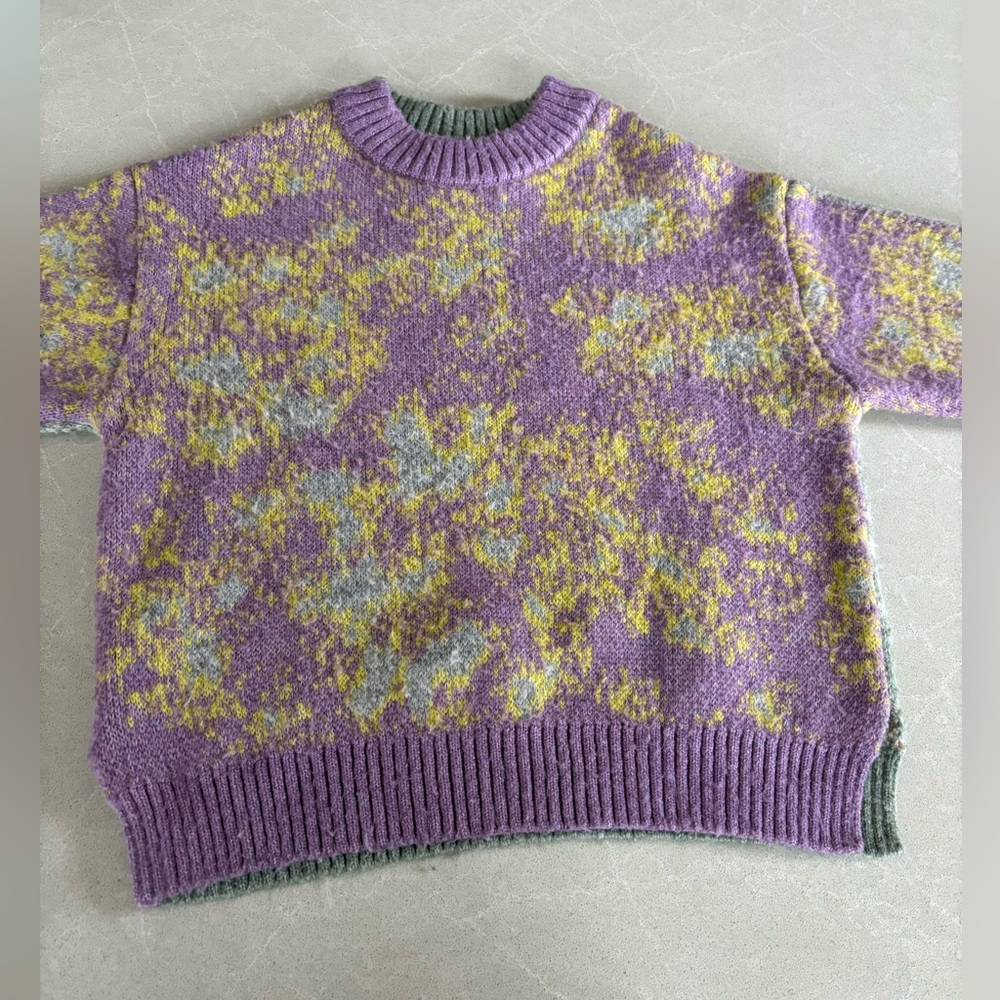 Zara Purple and Yellow Patterned Girl’s Sweater Size 9-10